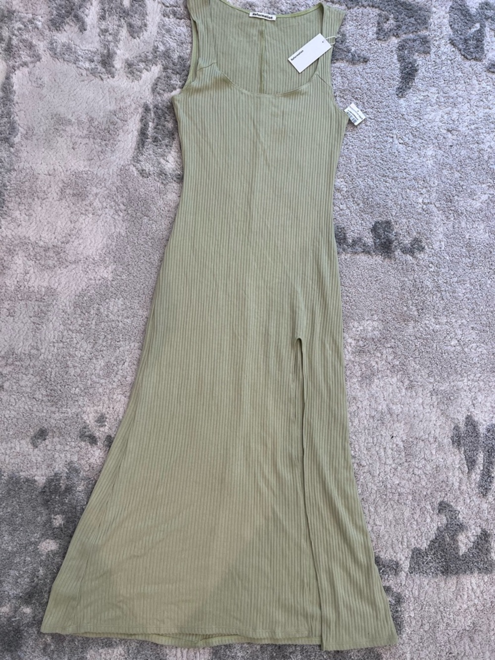 NWT Reformation Bliss Ribbed Sleeveless Maxi Dress in green. - Picture 3 of 5